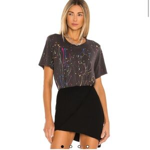 Michael Lauren Roman Boyfriend Tee in Onyx & Neon Splatter